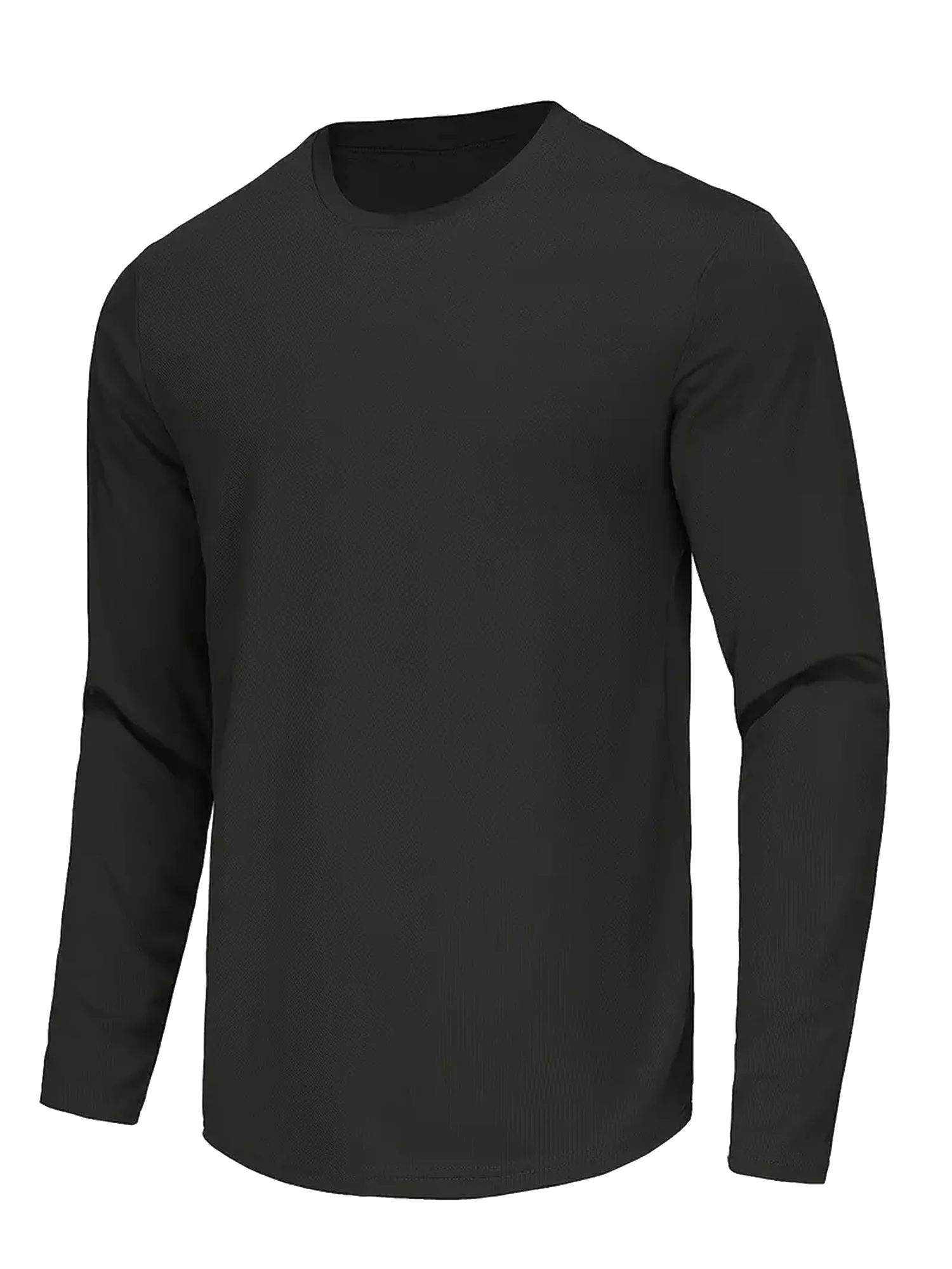 Sports Long-Sleeved Black 5-Piece Men's Round Neck Shirt Quick-Drying Top Fitness Sportswear Casual Outdoor Sportswear Body-Shap