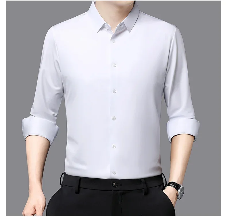 Premium Men's Ultra-Stretch Slim-fit Shirt - High-Quality Silky Business Formal Long-Sleeve Shirt for Social and Casual Wear