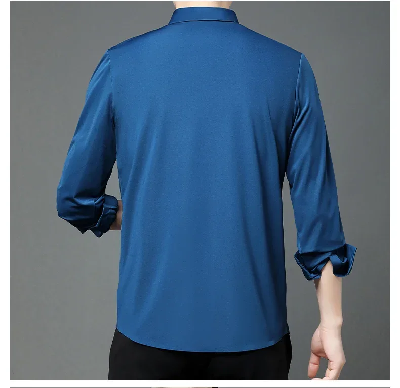Premium Men's Ultra-Stretch Slim-fit Shirt - High-Quality Silky Business Formal Long-Sleeve Shirt for Social and Casual Wear
