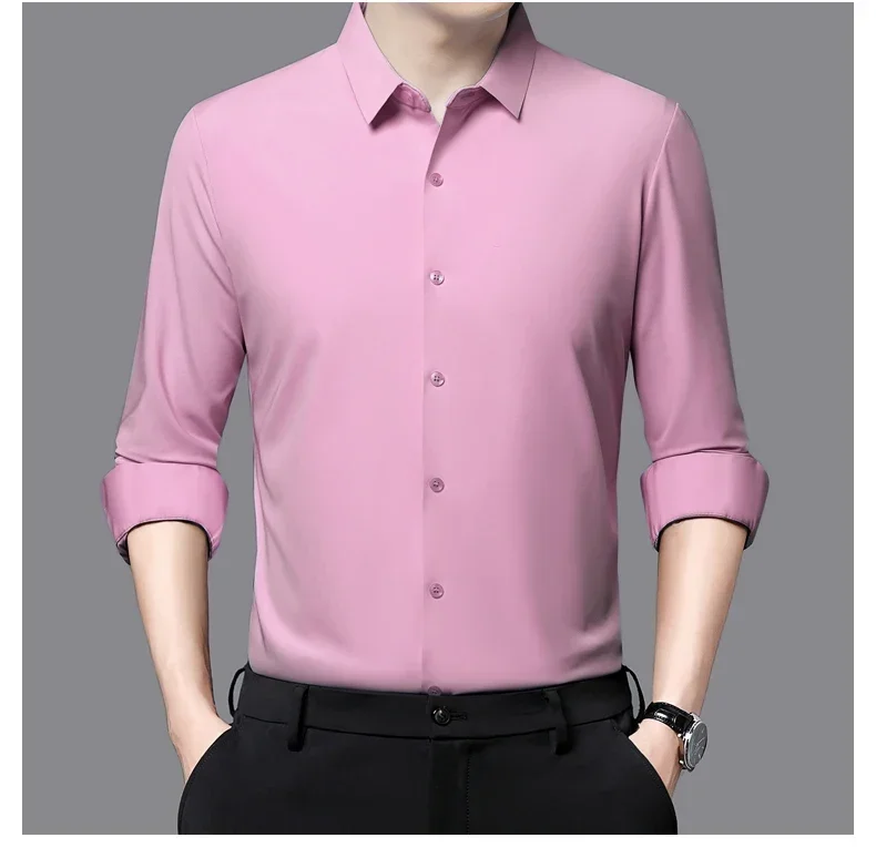 Premium Men's Ultra-Stretch Slim-fit Shirt - High-Quality Silky Business Formal Long-Sleeve Shirt for Social and Casual Wear