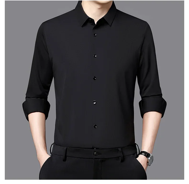 Premium Men's Ultra-Stretch Slim-fit Shirt - High-Quality Silky Business Formal Long-Sleeve Shirt for Social and Casual Wear