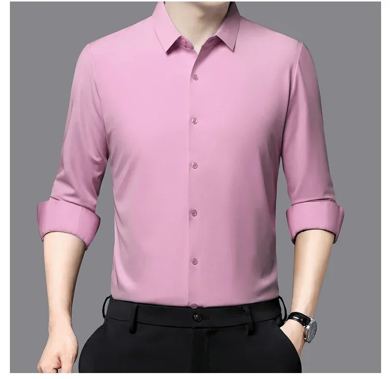 Premium Men's Ultra-Stretch Slim-fit Shirt - High-Quality Silky Business Formal Long-Sleeve Shirt for Social and Casual Wear