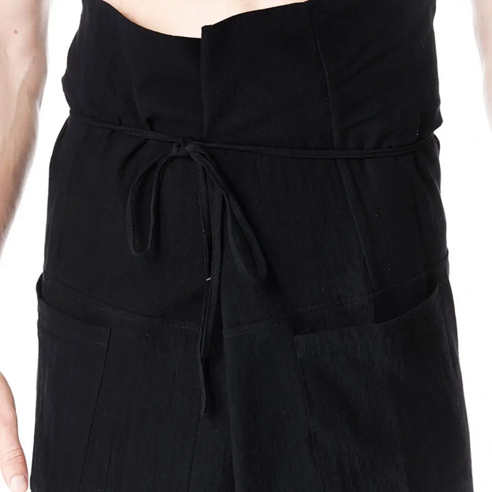 Flax Thai Fisherman Pants Loose Men Harem Trousers Solid Color Drawstring Wide Legs Martial Arts Trousers Casual Pirate Pants