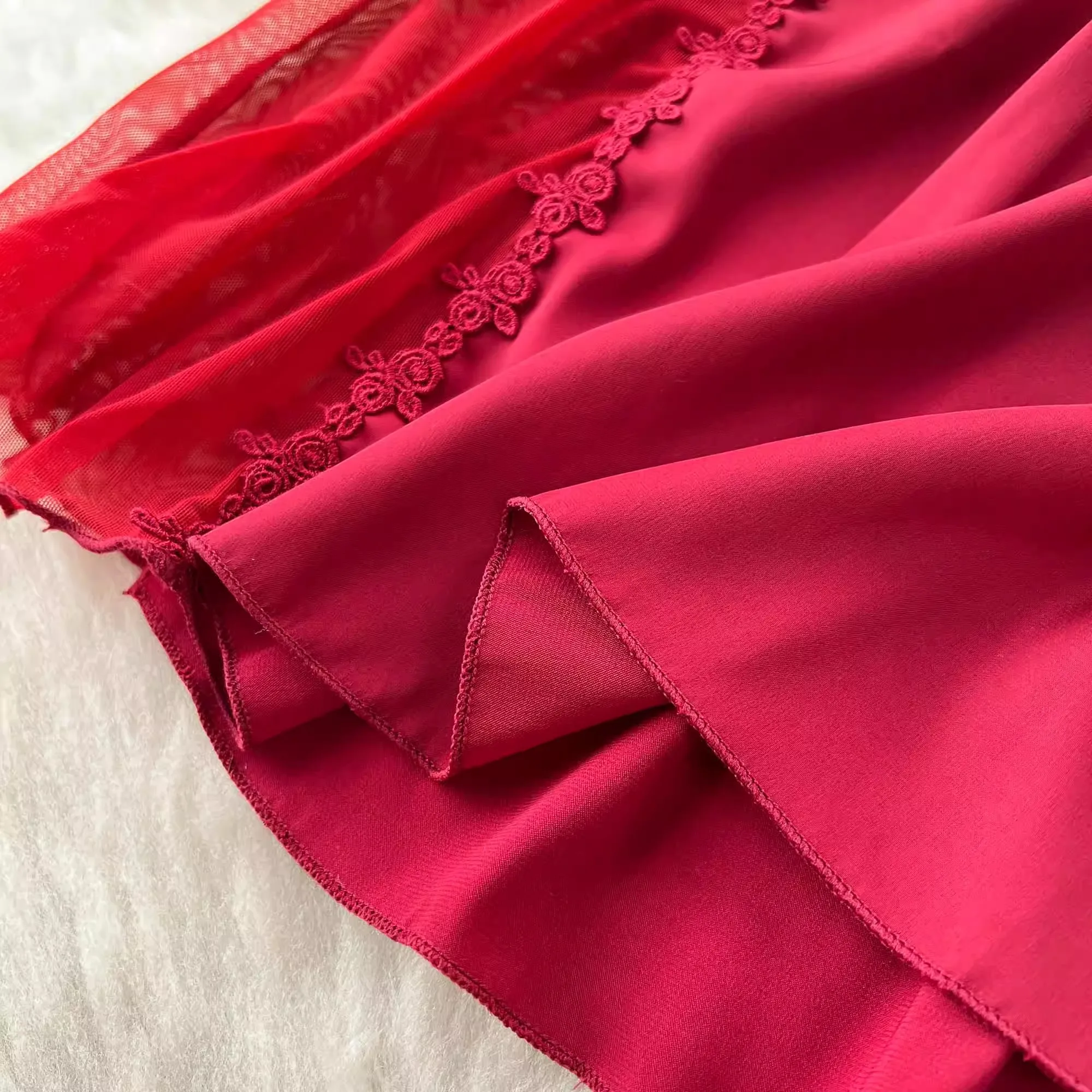 CHILLGIO Women Sexy Lace Floral Spaghetti Strap Sundress Fashion Backless A Line Summer Transparent Hollow Mesh Pajamas Dress