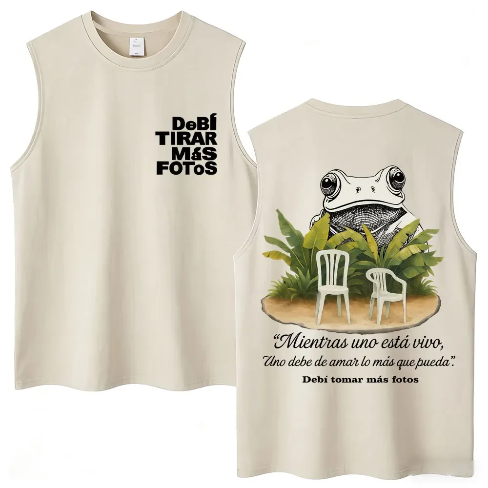 Washed Rapper Bad Bunny Tank Tops Debi Tirar Mas Fotos DTMF World Tour Aesthetic Vests Men Women Hip Hop Cotton Sleeveless Tees