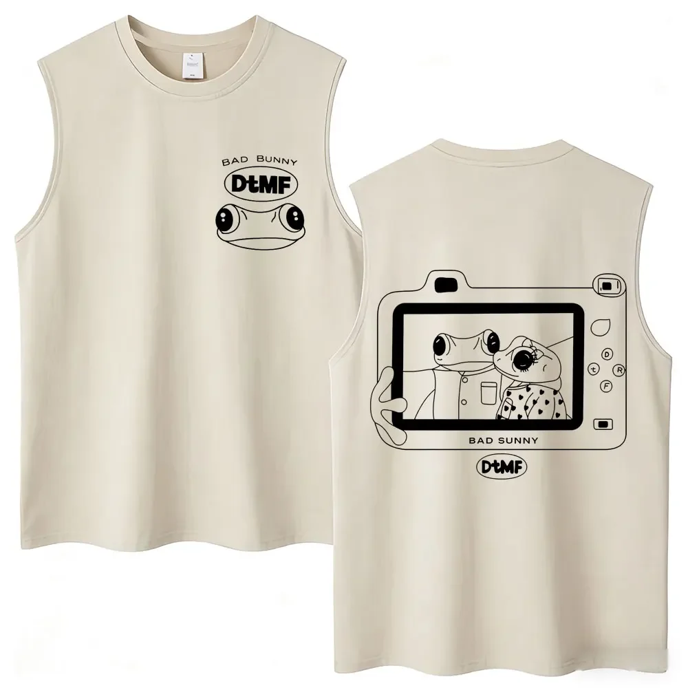 Washed Rapper Bad Bunny Tank Tops Debi Tirar Mas Fotos DTMF World Tour Aesthetic Vests Men Women Hip Hop Cotton Sleeveless Tees
