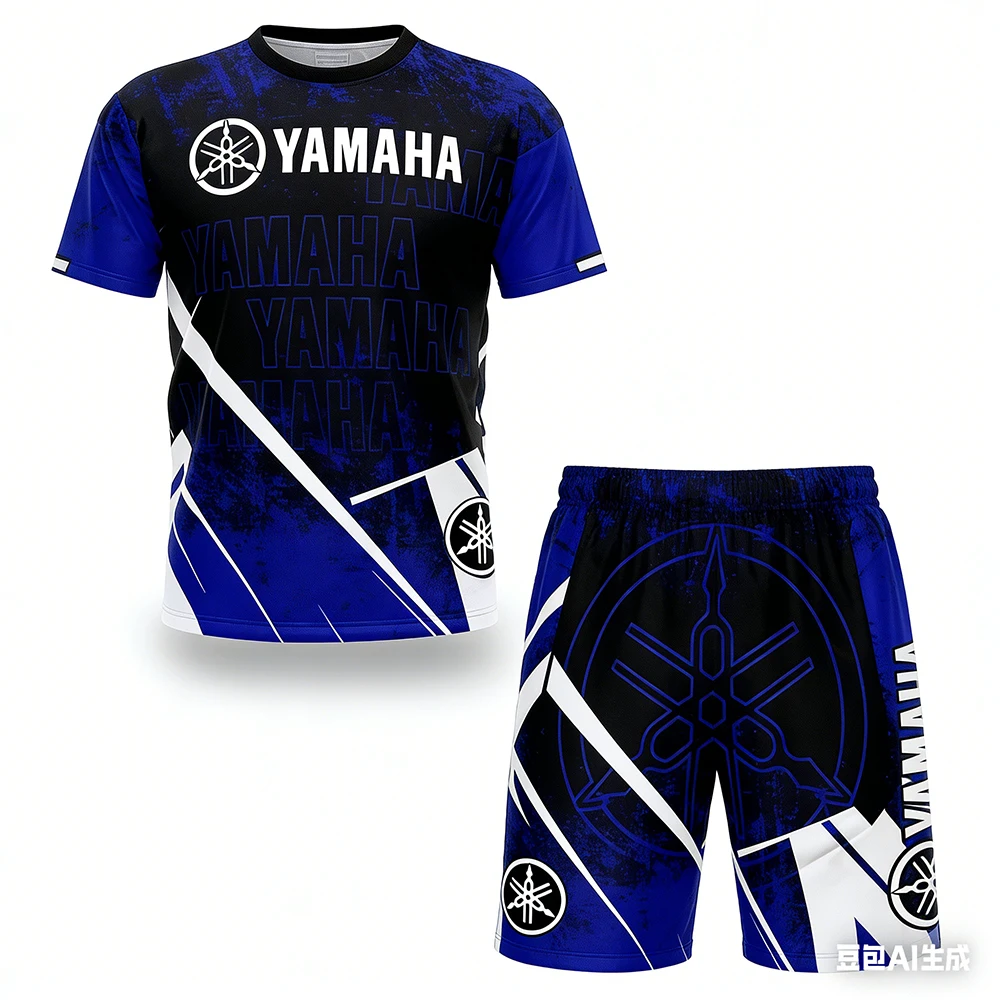 New Summer YAMAHA Men Women Motorcycle Riding T-shirt set Loose Breathable Quick Drying Off-Road Racing Suit Sports T-Shirt 