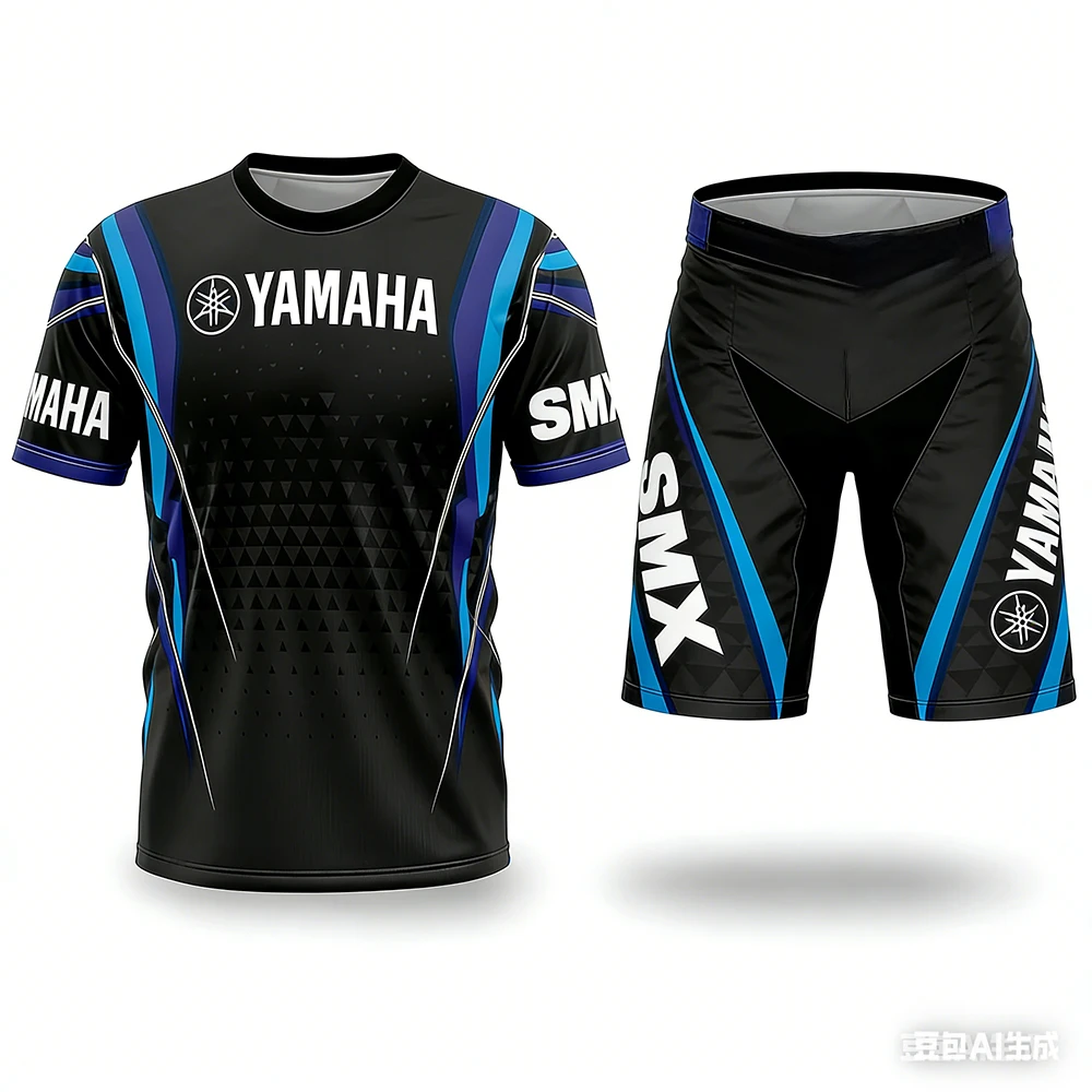 New Summer YAMAHA Men Women Motorcycle Riding T-shirt set Loose Breathable Quick Drying Off-Road Racing Suit Sports T-Shirt 