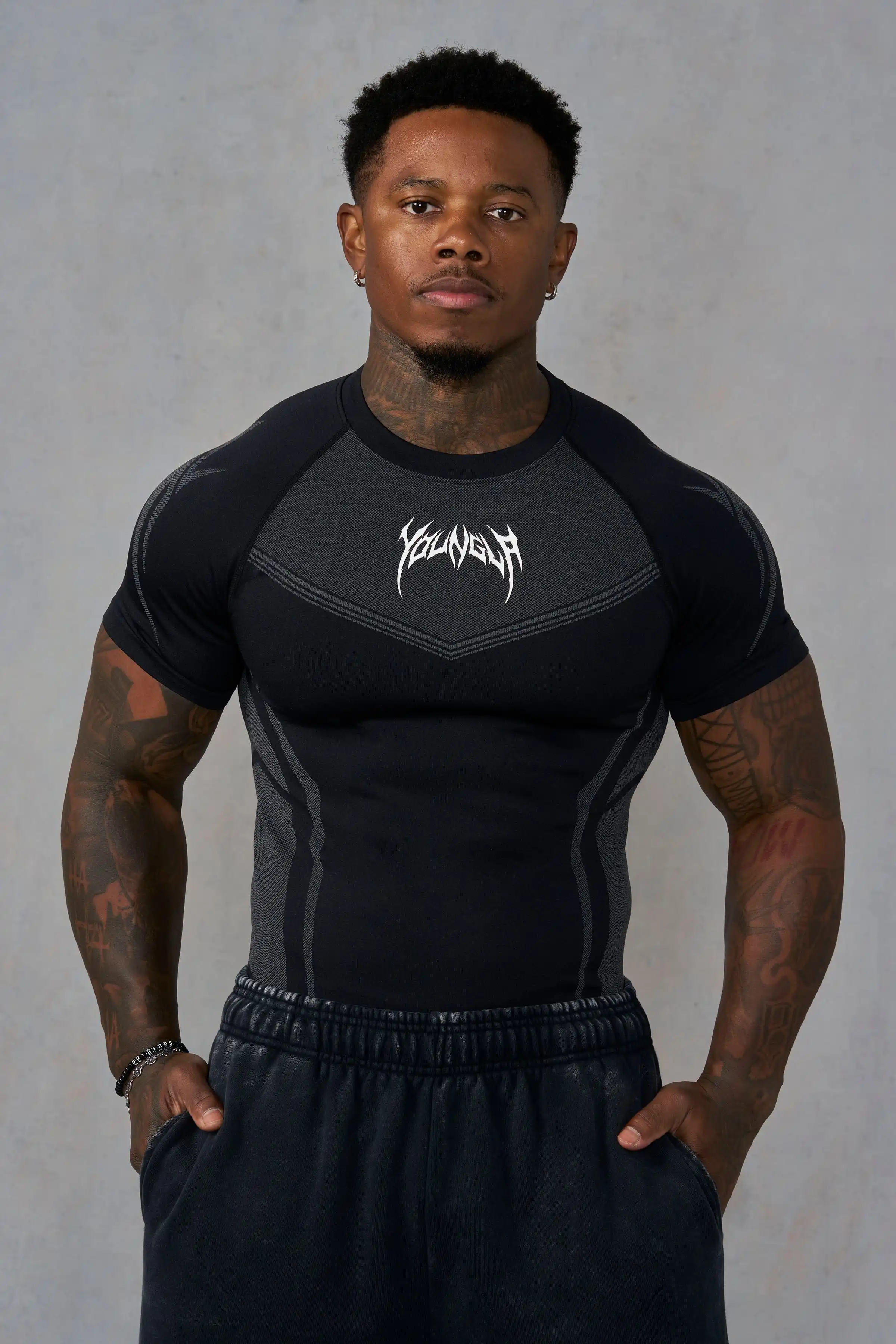 Men's Compression Gym T-Shirt, Breathable Quick Dry Muscle Fit Workout Top, Athletic Fitness Tee for Training Running Sports