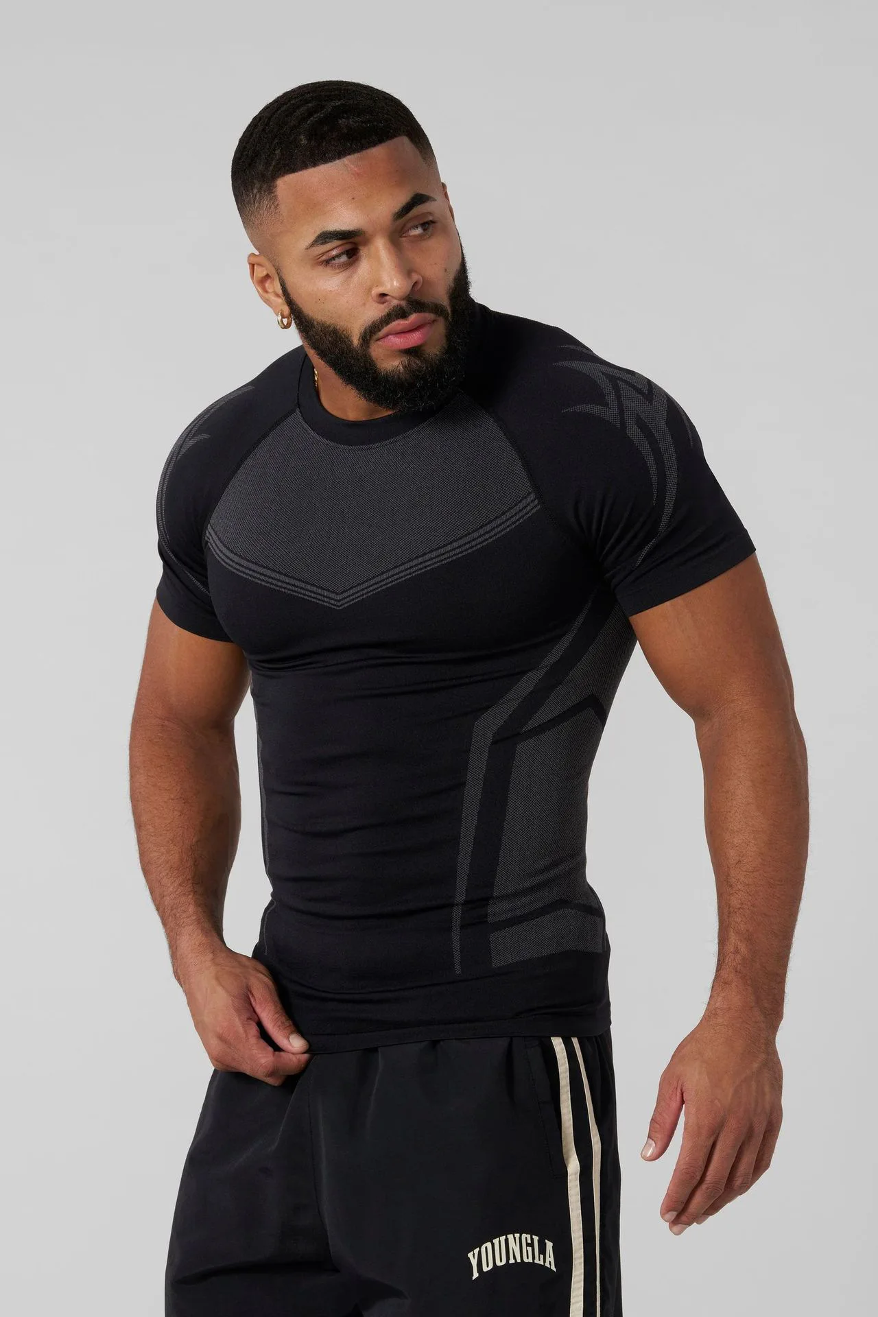 Men's Compression Gym T-Shirt, Breathable Quick Dry Muscle Fit Workout Top, Athletic Fitness Tee for Training Running Sports