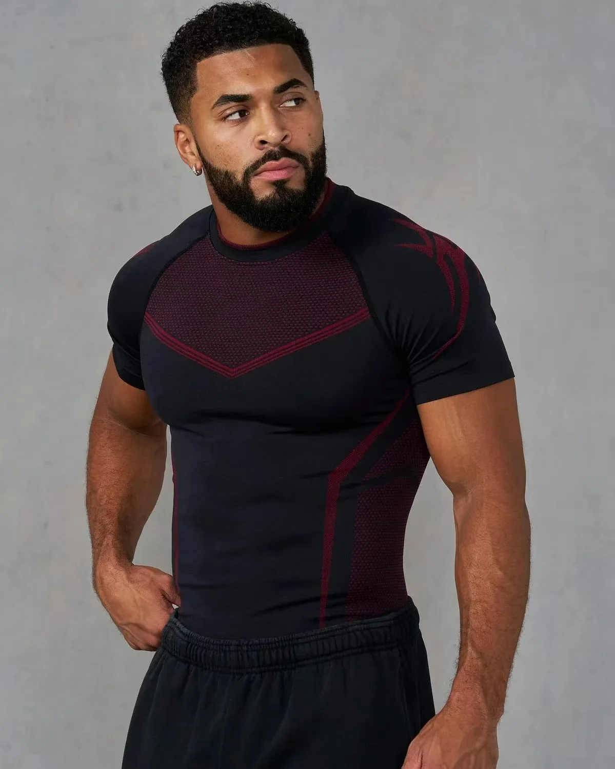 Men's Compression Gym T-Shirt, Breathable Quick Dry Muscle Fit Workout Top, Athletic Fitness Tee for Training Running Sports