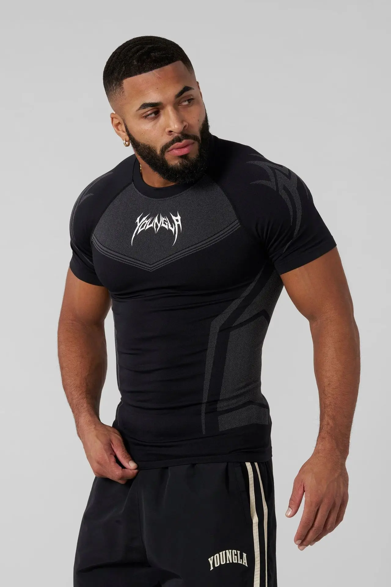 Men's Compression Gym T-Shirt, Breathable Quick Dry Muscle Fit Workout Top, Athletic Fitness Tee for Training Running Sports