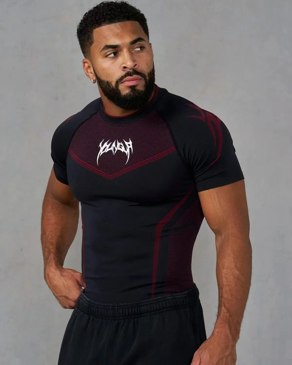 Men's Compression Gym T-Shirt, Breathable Quick Dry Muscle Fit Workout Top, Athletic Fitness Tee for Training Running Sports