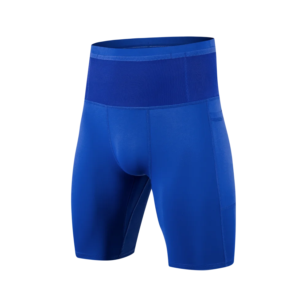 Men Compression Marathon Running Shorts with Waist Pack Quick Dry Trainning Exercise Fitness Sport Tight Shorts