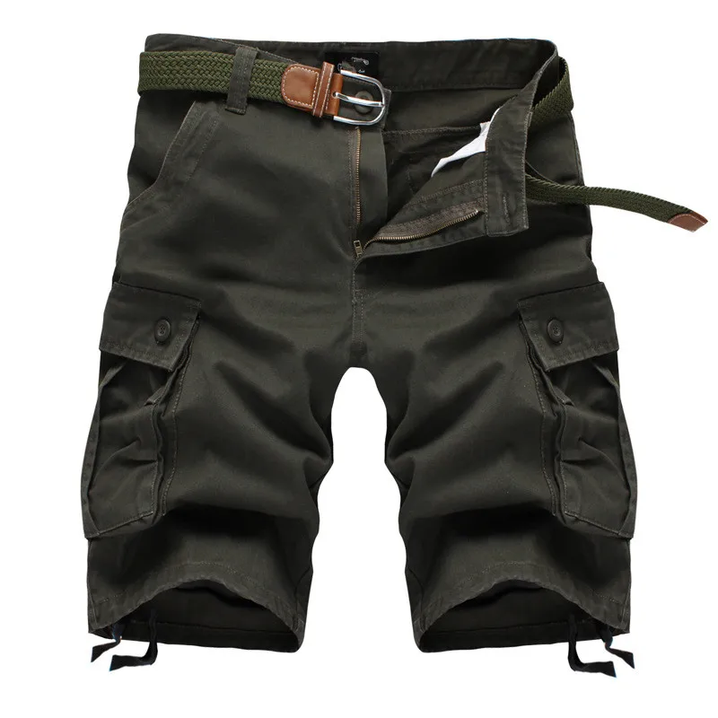 2026 Summer Men's Baggy Multi Pocket Military Cargo Shorts Male Cotton Khaki Mens Tactical Shorts Short Pants 29-44 No Belt