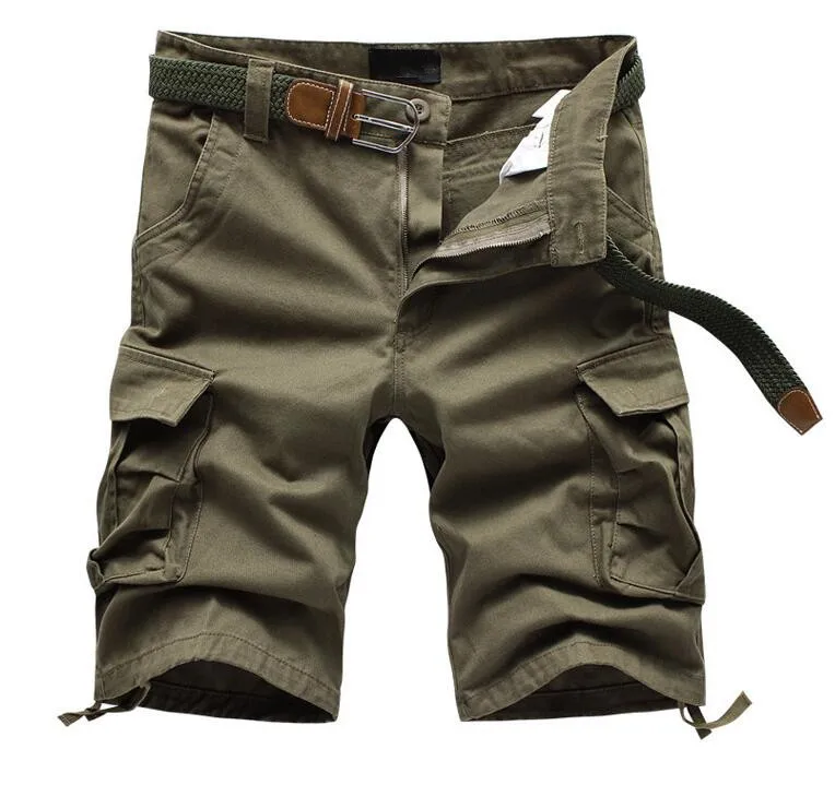 2026 Summer Men's Baggy Multi Pocket Military Cargo Shorts Male Cotton Khaki Mens Tactical Shorts Short Pants 29-44 No Belt
