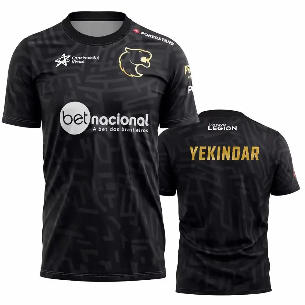 Men's FURIA ESports Team Jersey CS2 Gaming T-Shirt FalleN Molooy Daily Training Tee Summer Casual Short-Sleeve Top Fan Gift