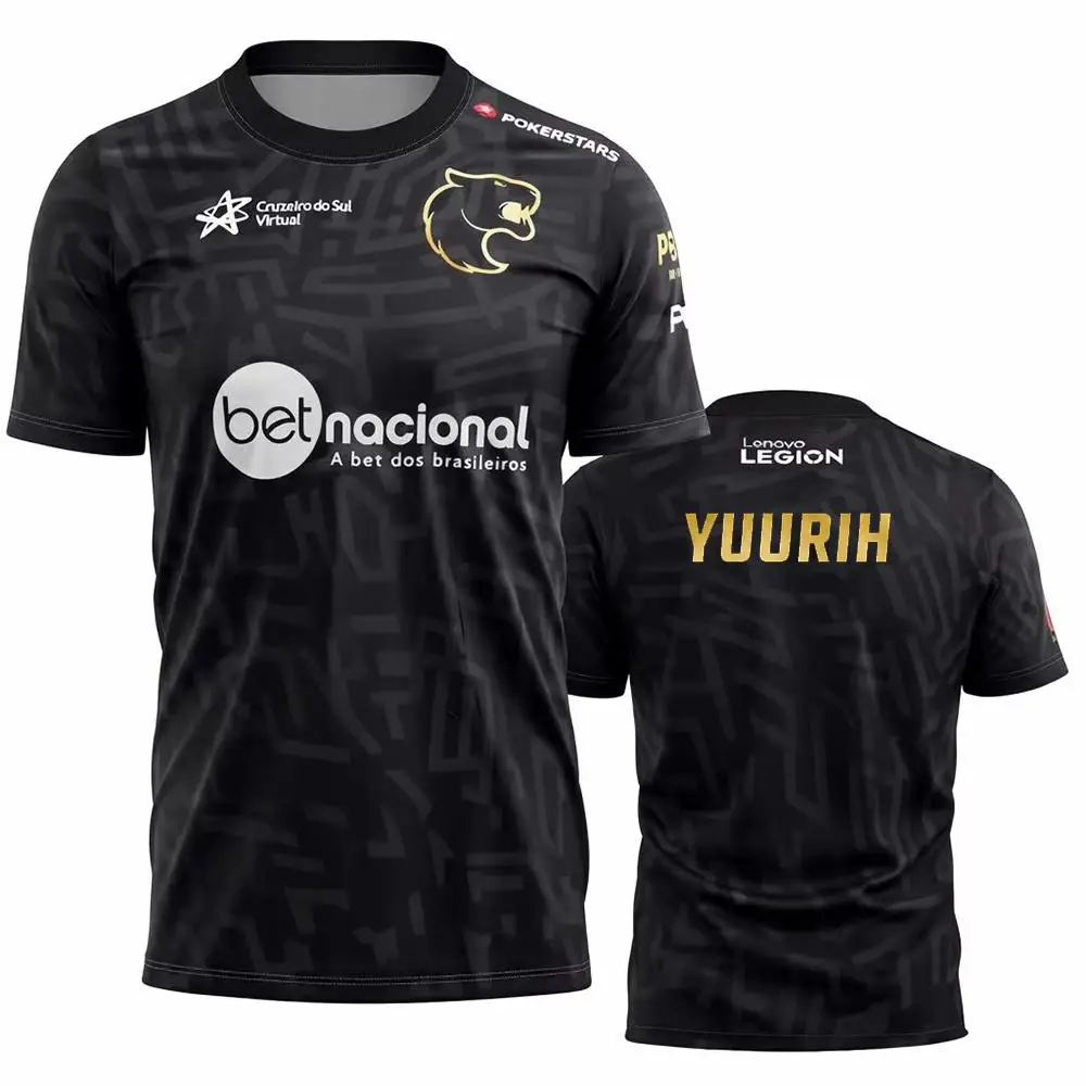 Men's FURIA ESports Team Jersey CS2 Gaming T-Shirt FalleN Molooy Daily Training Tee Summer Casual Short-Sleeve Top Fan Gift