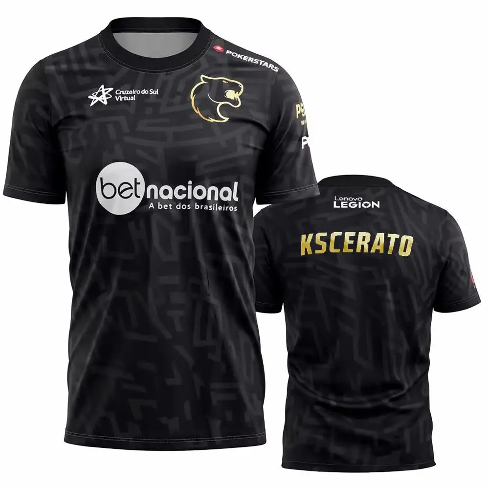 Men's FURIA ESports Team Jersey CS2 Gaming T-Shirt FalleN Molooy Daily Training Tee Summer Casual Short-Sleeve Top Fan Gift