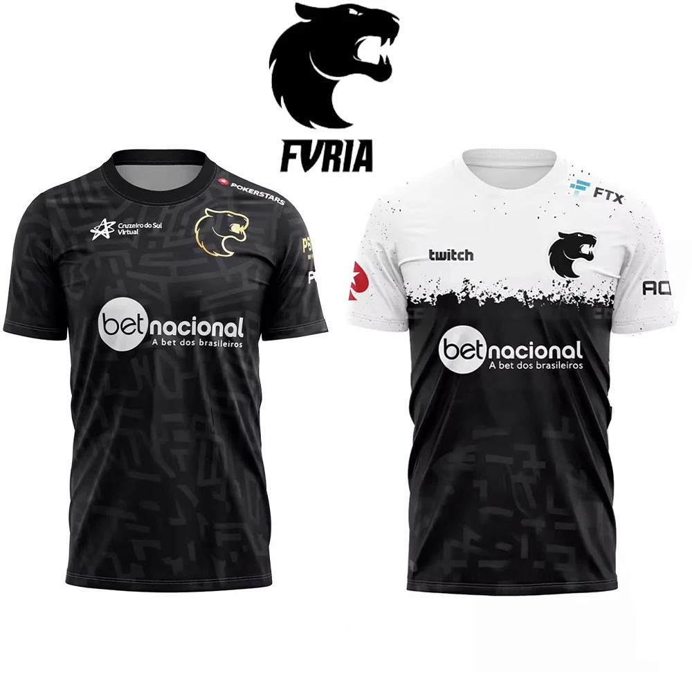 Men's FURIA ESports Team Jersey CS2 Gaming T-Shirt FalleN Molooy Daily Training Tee Summer Casual Short-Sleeve Top Fan Gift