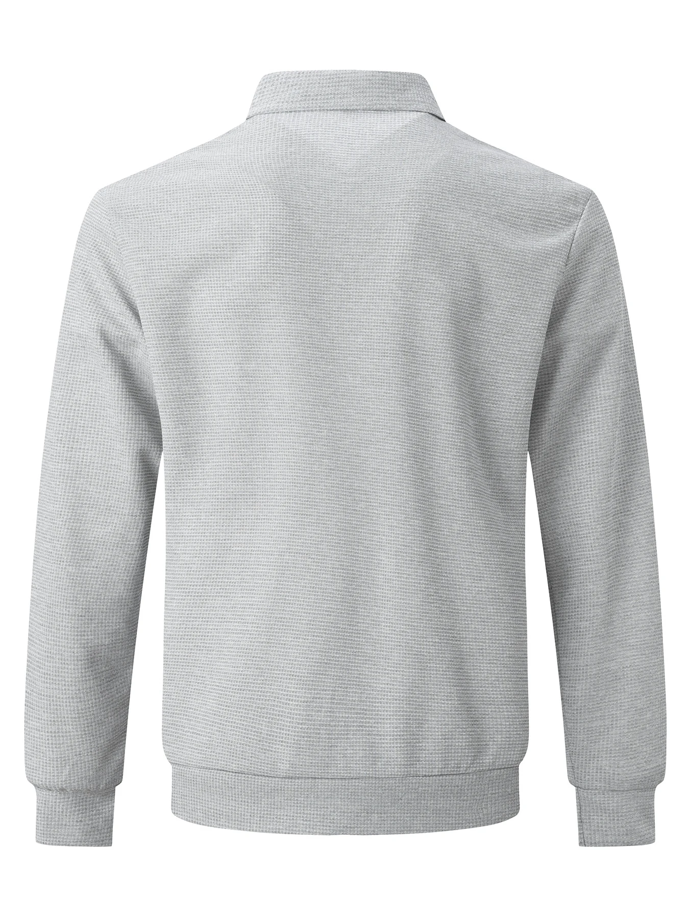 Men's Slim-fit Cardigan Solid-color Lapel Waffle Texture Zipper Pocket Casual Spring/Autumn 2025 Fashion