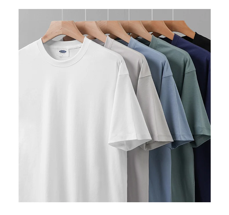 DUKEEN Premium 80S Liquid Ammonia Mercerized Cotton T-Shirt Men Summer Cooling Short Sleeve Tee Luxury Solid Color White Tshirt