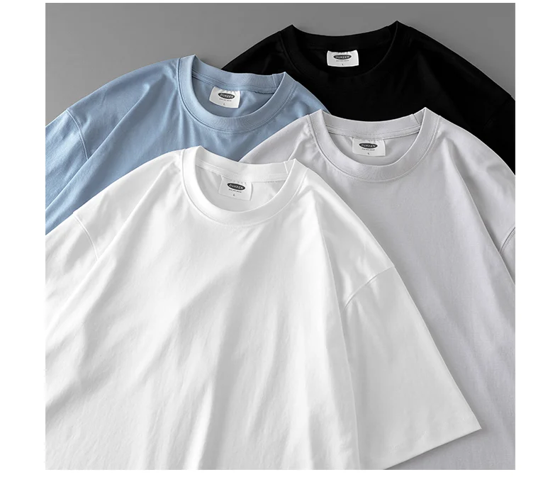 DUKEEN Premium 80S Liquid Ammonia Mercerized Cotton T-Shirt Men Summer Cooling Short Sleeve Tee Luxury Solid Color White Tshirt