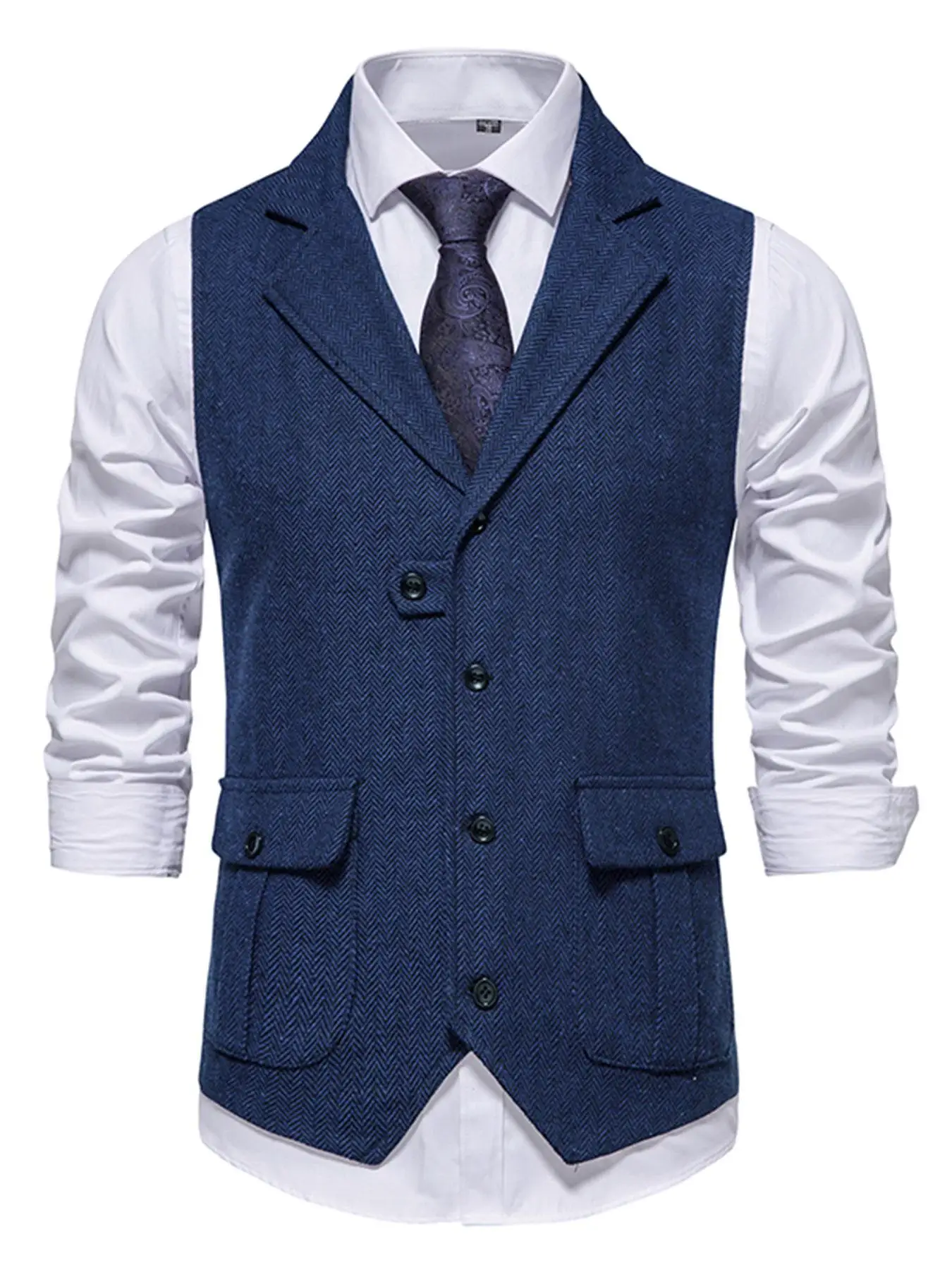 Elegant Men's Herringbone Waistcoat for Business Banquets and Weddings Stylish and Comfortable Men's Casual Vest