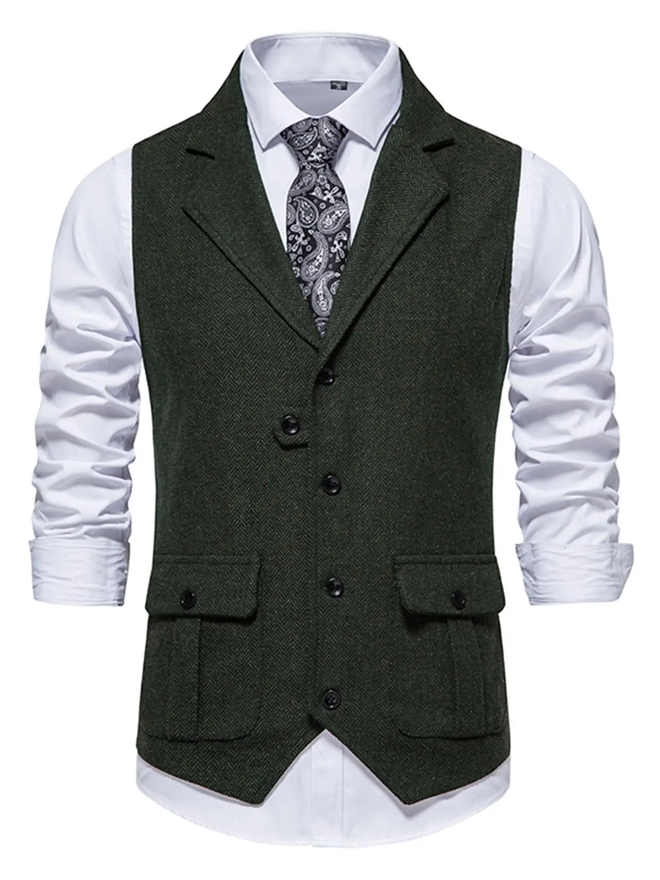 Elegant Men's Herringbone Waistcoat for Business Banquets and Weddings Stylish and Comfortable Men's Casual Vest