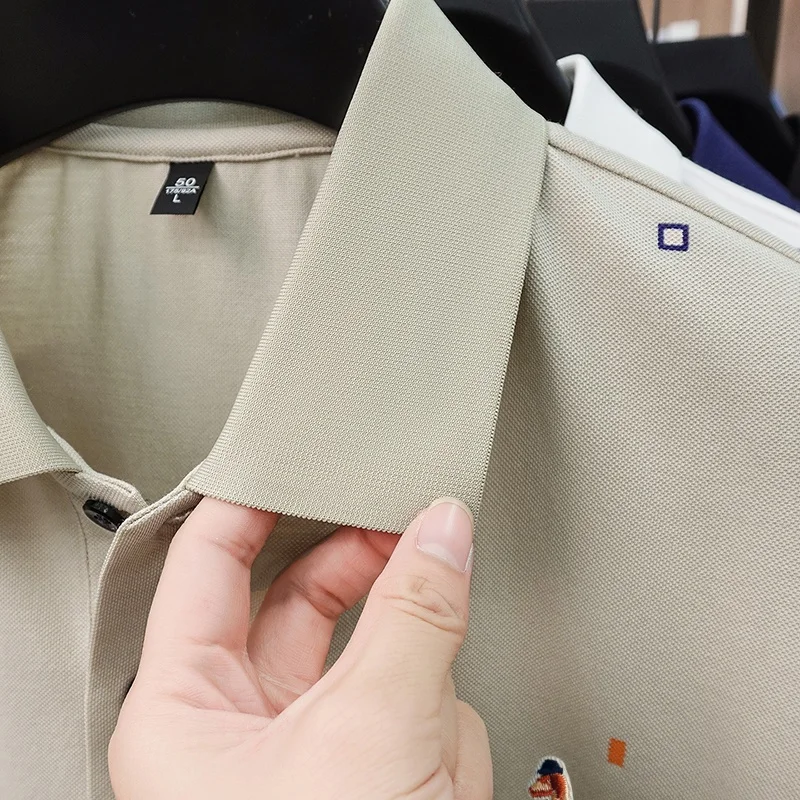 Classic Trend Man New Short-Sleeved Polo Shirt Lapel Button Multi-pattern Letter Animal Embroidery Ventilate Snug Men's Clothing