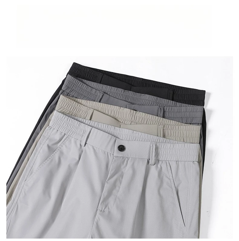Brand Clothing Men's Spring Summer Thin Loose Straight Casual Pants Wrinkle Breathable Stretch Cargo Trousers Male Y2k 28-38