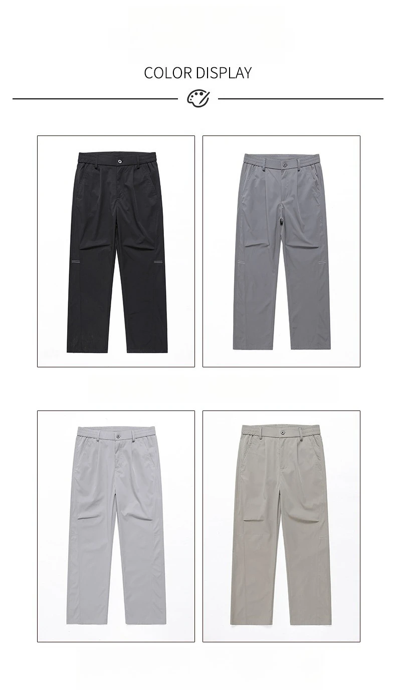 Brand Clothing Men's Spring Summer Thin Loose Straight Casual Pants Wrinkle Breathable Stretch Cargo Trousers Male Y2k 28-38