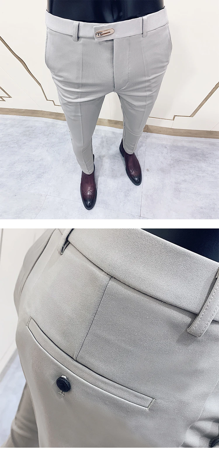 Men Suit Pants Formal Trousers Stretch Slim Pantalone Hombre Calça Masculina Solid Color Casual Dress Pants Fashion Men Clothing