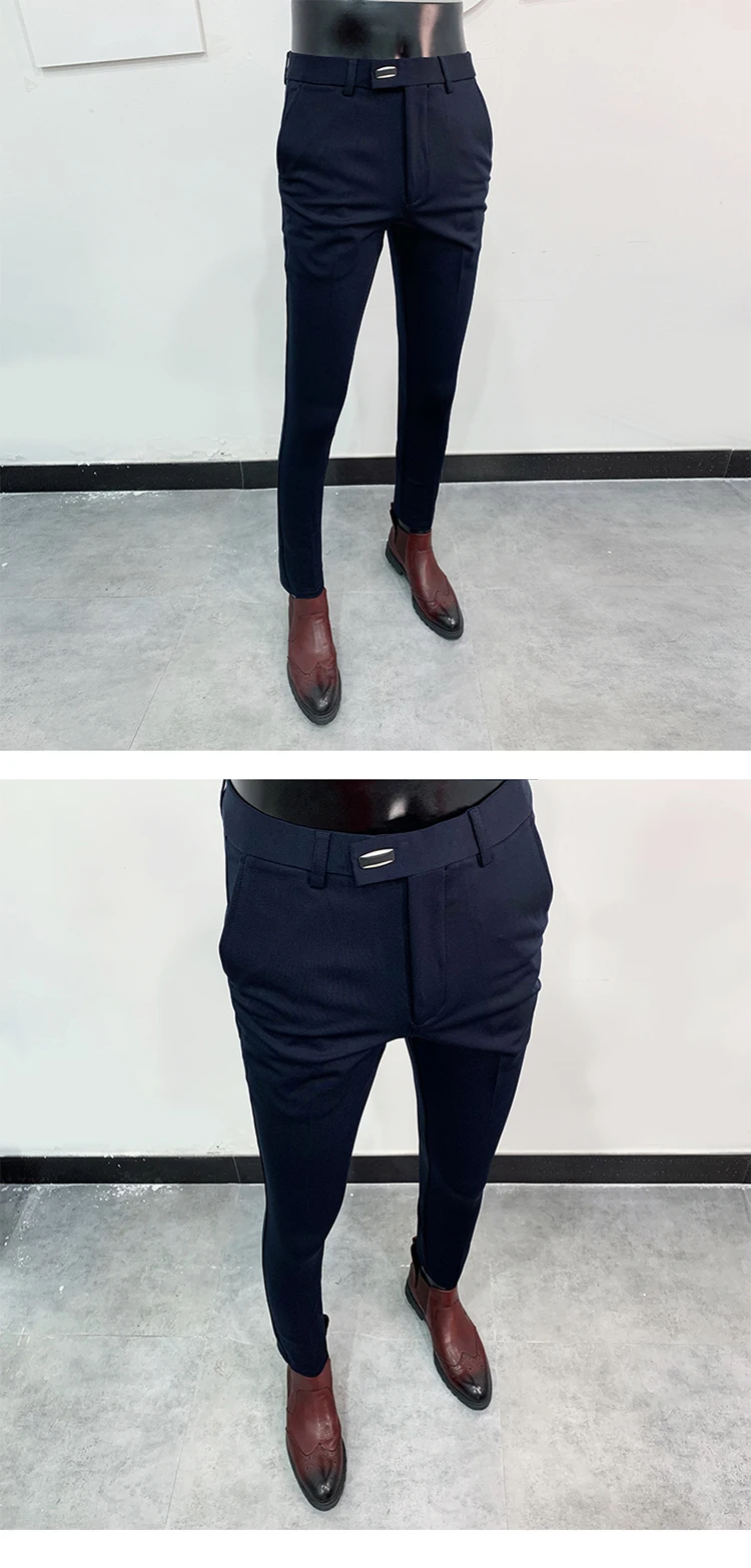 Men Suit Pants Formal Trousers Stretch Slim Pantalone Hombre Calça Masculina Solid Color Casual Dress Pants Fashion Men Clothing