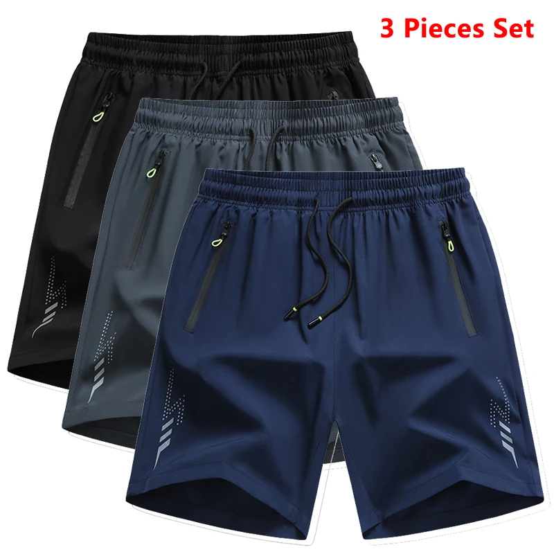 3 Pieces New Running Shorts Men Gym Sports Shorts Quick Dry Workout Training Fitness Jogging Short Pants Man Summer Board Shorts