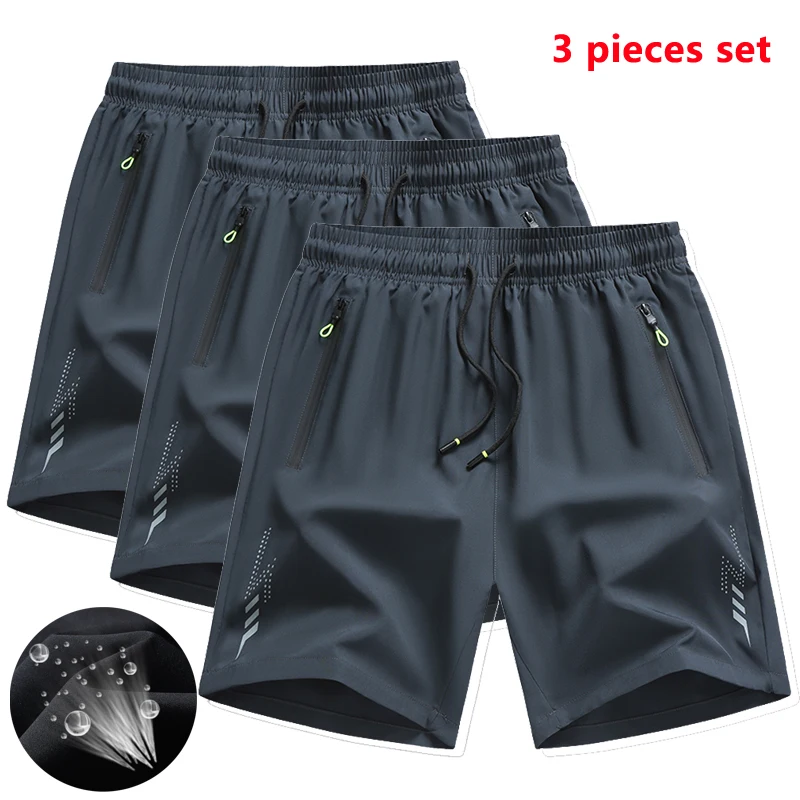 3 Pieces New Running Shorts Men Gym Sports Shorts Quick Dry Workout Training Fitness Jogging Short Pants Man Summer Board Shorts