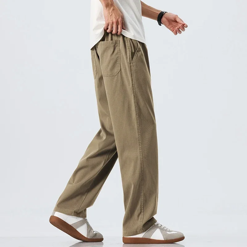 Lyocell Ultra-thin Ice Silk Trousers Men's Summer Loose Straight Cool Breathable Daily Sports Casual Trousers Fashion Korean