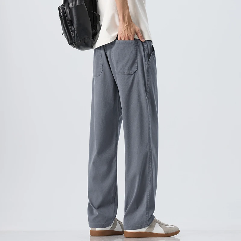 Lyocell Ultra-thin Ice Silk Trousers Men's Summer Loose Straight Cool Breathable Daily Sports Casual Trousers Fashion Korean