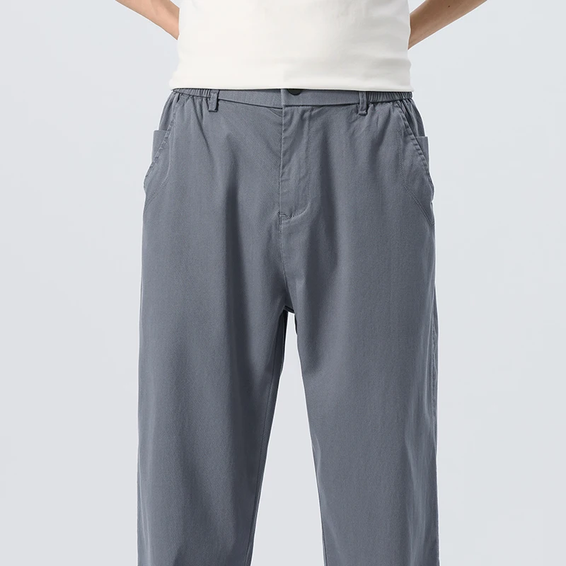 Lyocell Ultra-thin Ice Silk Trousers Men's Summer Loose Straight Cool Breathable Daily Sports Casual Trousers Fashion Korean