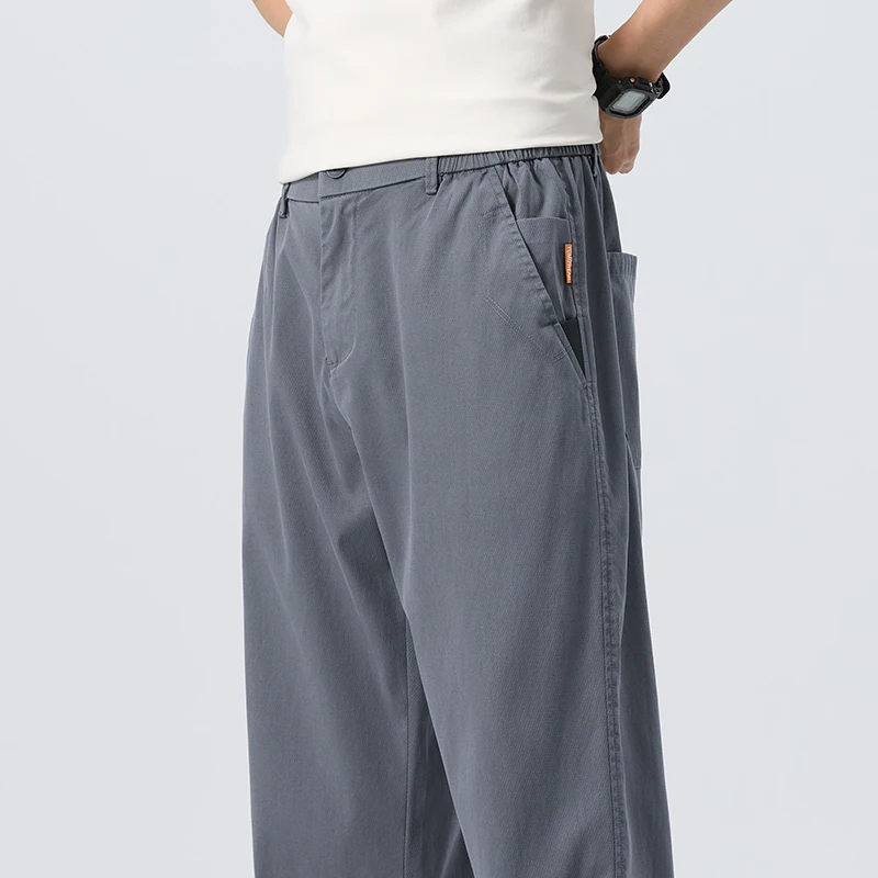 Lyocell Ultra-thin Ice Silk Trousers Men's Summer Loose Straight Cool Breathable Daily Sports Casual Trousers Fashion Korean