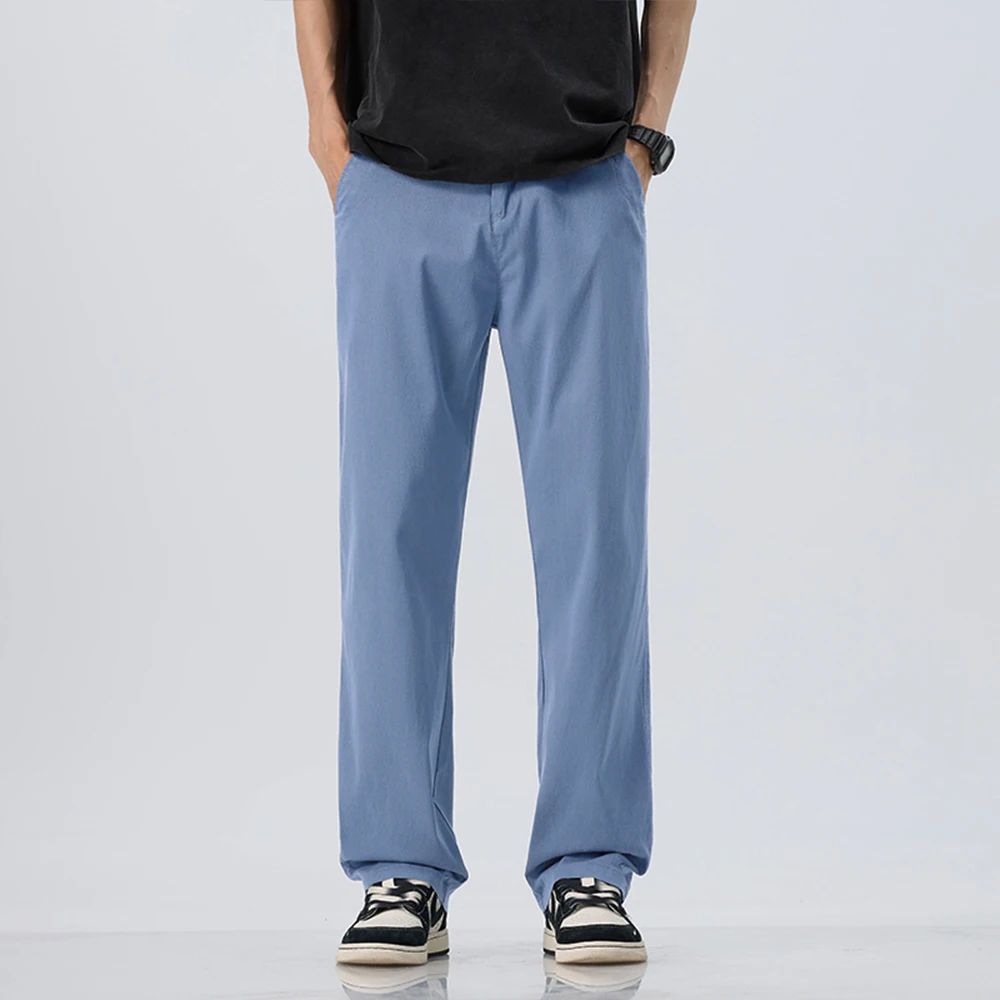 Lyocell Ultra-thin Ice Silk Trousers Men's Summer Loose Straight Cool Breathable Daily Sports Casual Trousers Fashion Korean