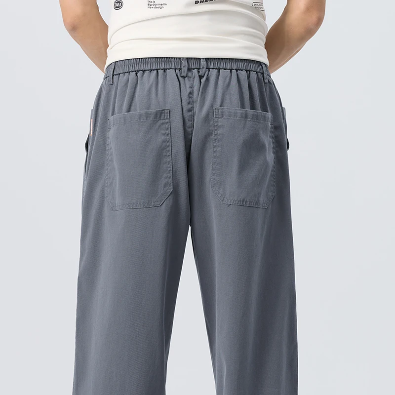 Lyocell Ultra-thin Ice Silk Trousers Men's Summer Loose Straight Cool Breathable Daily Sports Casual Trousers Fashion Korean