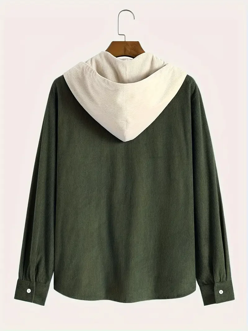 The 2025 New Fashion Trend Spring and Autumn Corduroy Hooded Jacket Is Comfortable and Casual for Daily Commuting for Men