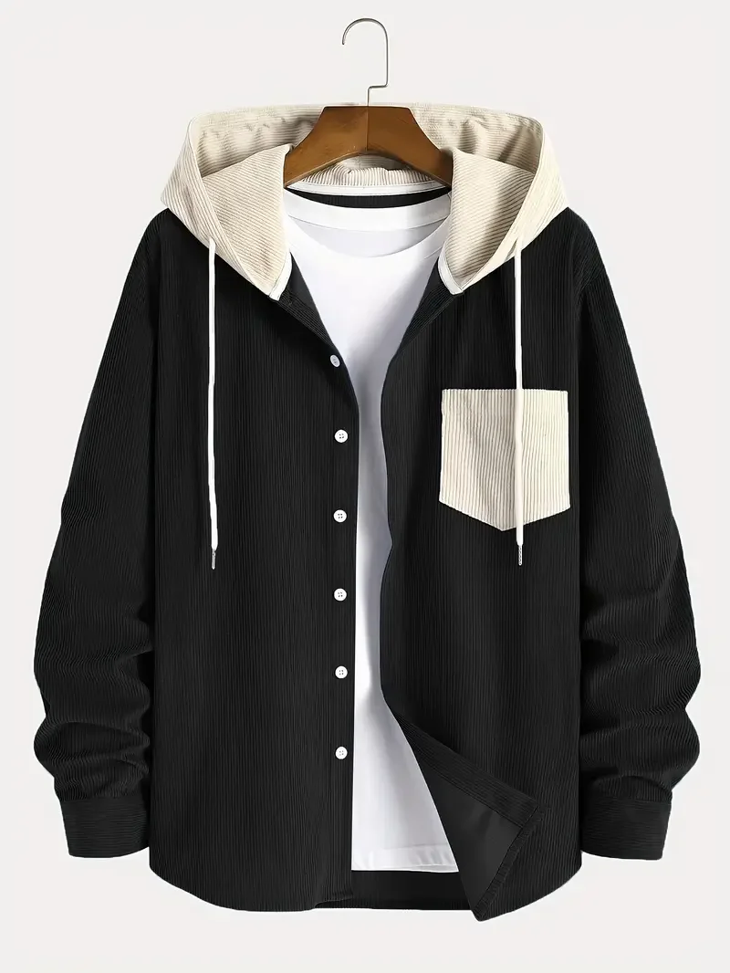 The 2025 New Fashion Trend Spring and Autumn Corduroy Hooded Jacket Is Comfortable and Casual for Daily Commuting for Men