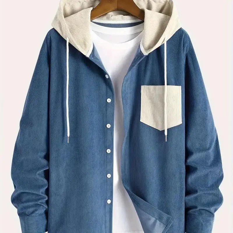 The 2025 New Fashion Trend Spring and Autumn Corduroy Hooded Jacket Is Comfortable and Casual for Daily Commuting for Men