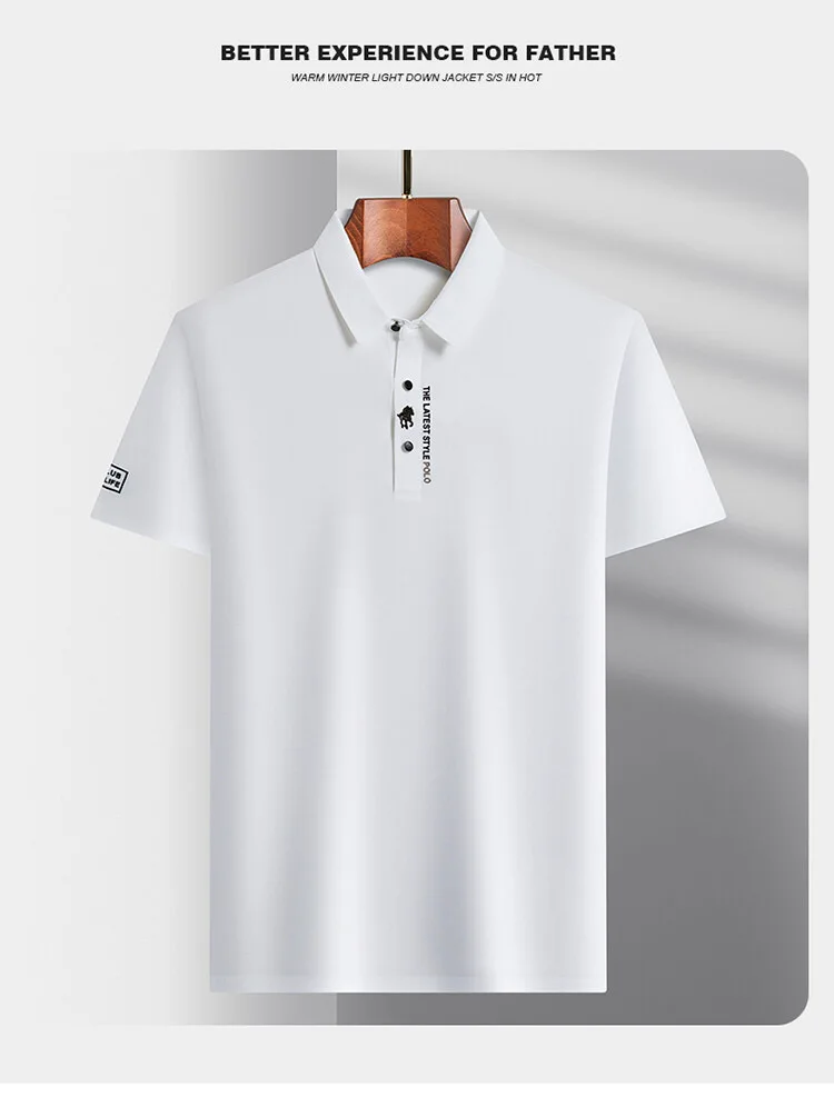 Brand high-end ice silk short sleeved men's POLO shirt 2024summer fashionable embroidery design top breathable and cool T-shirt