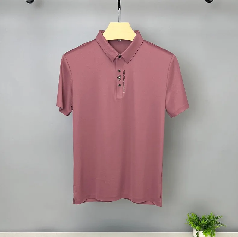 Brand high-end ice silk short sleeved men's POLO shirt 2024summer fashionable embroidery design top breathable and cool T-shirt