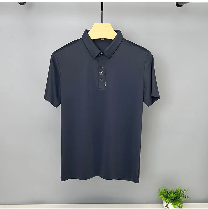 Brand high-end ice silk short sleeved men's POLO shirt 2024summer fashionable embroidery design top breathable and cool T-shirt
