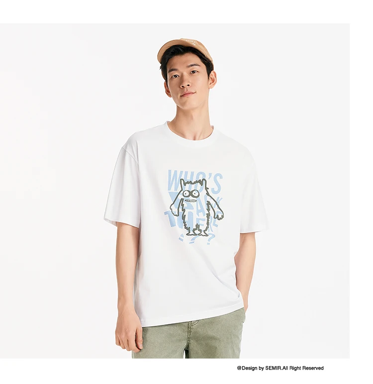 Semir Short Sleeve T-Shirt Men Moisture Wicking and Quick Dry Little Monster Couple Top 2025 New Summer Style Cool Feeling Tee