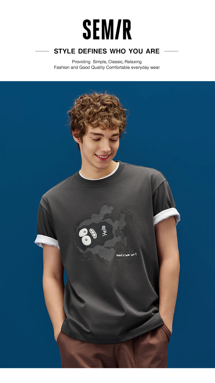 Semir Short Sleeve T-Shirt Men Moisture Wicking and Quick Dry Little Monster Couple Top 2025 New Summer Style Cool Feeling Tee
